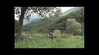 BBW MILF Caught Pissing in the Woods by a Young Man with a Hard Cock