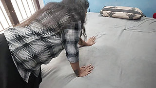 Skirt and shirt hot fuck by step sister and step brother in bedroom with pussy lick,boobs press ,69 and hard fuck