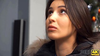 Debt4k. debt collector drills pregnant female with a tattoo on lower back