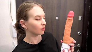 Teen sexshop worker knocked on his door and ended up fucked POV