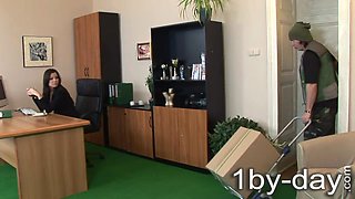 Peach skewered on fuck machine