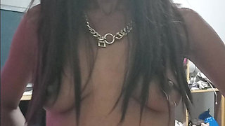 Black Girl Loves to Ride Black Man Cock in Purple High Heels