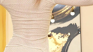 Russian Fashion Model Shiny Sheer Pantyhose Dildo Solo