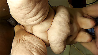 Big fat woman get fucked real hard, then old guy black cock started pumping huge loads of cum inside her pusssy - big ass BBW