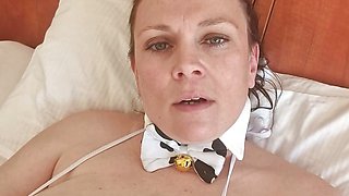 German Saskialove does it herself with her dildo and wants to get pregnant again, she milks her horny milk tits