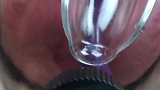 My wife's kinky fantasies. I pump her pussy, piss and cum inside it. Extreme close-up