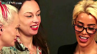 Stunning CFNM babes gives BJ to DILF