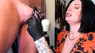 Merciless mistress brings caged cock to the edge of orgasm