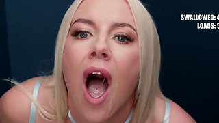 Glory hole blowjob busty amateur blonde fucking in stall