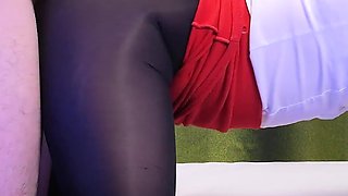 545 Fully Clothed Crazy Sex in a Skirt, Thick Tights and Sneakers, with Cum on Nylon and a Spread Pussy!