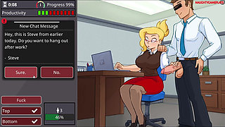 Barely Working - Busty Blonde Fucked by Everyone in the Office - 3D Porn Game