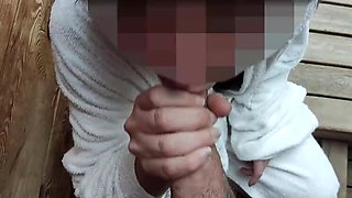 Student Flashes Big Cock in Sauna - Teacher Helps Him Cum with Handjob & Blowjob