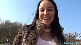 Public agent latin dark haired rails cock on the backseat