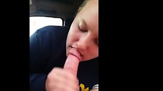 Cute girl car blowjob and cum splashes off her face