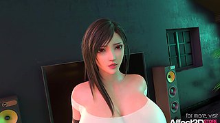 Big tits Tifa enjoying big black cock in a 3D animation