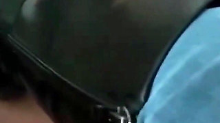 Leather boots on his cock