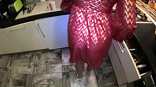 Red & Gold Dress Kitchen Play - Spanking, Blowjob, Doggy & Intense Orgasm