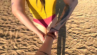 Wow! Met my younger stepsister at the beach, teased in the cabin and ended up having rough sex at home