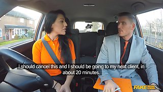 Hot suntanned student given a excellent ol' style facial cumshot - fake driving school