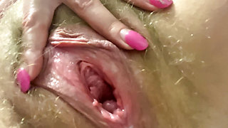 Pissing, Pee, Farting and Very Sexy Close up Hairy Pussy Gape
