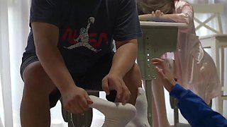 Chinese tickle in white socks