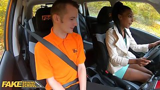 Ebony British Babe Asia Rae Gets Stuck and Fucked Hard in Public - Fake Driving School Sex