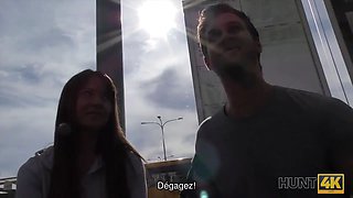 Hunt4k. Angella Christin from bus station comes to service