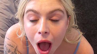 Amazing girl Krissy Knight takes care of a hard dick in POV