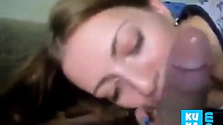 Blonde college girl sucks hairy cock to pay the rent