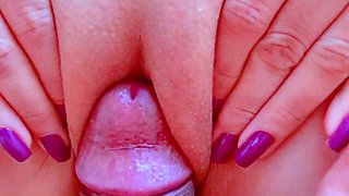 Desi College Girl - Pussy Rubbin Orgasm in Close-up: Cumshot with Big Cock