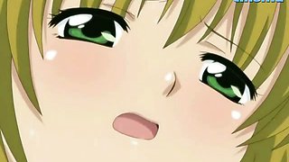 Sexy blonde hentai chick gets her clit rubbed and then