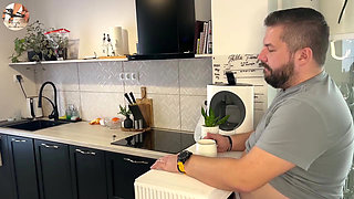 Amateur MILF needed some cream for her coffee so she milked her husband