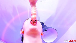 Gorgeous solo blowjob session with a cock-swallowing angel