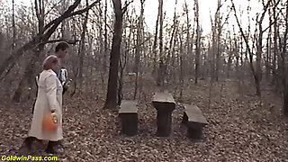 Busty milf fucked in nature