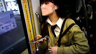 Japanese schoolgirl upskirt in public