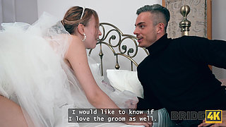 BRIDE4K. Sexy threesome with hot Russian bride while her groom is in another room