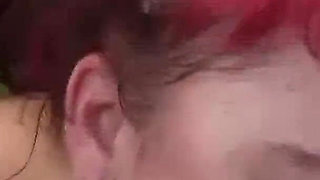 Colored hair BBW sucks and fucks big and hard cock