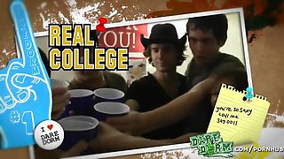 Dare Dorm - College sluts start a chocolate syrup wrestling match