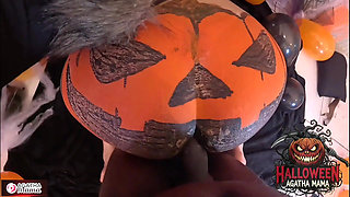 Agatha Mama on a BBC Fucking a Brazilian MILF's Halloween Jack O'lantern