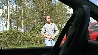 Horny blonde Milf fucked in the car and outdoors