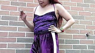 Morning Smoke in My Purple Velour Outfit