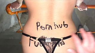 My dick is too small for this slut  had to humiliate her with a strap-on in the stairwelll