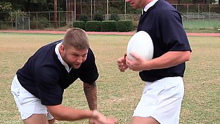 Footballers fuck in lockerroom before bukkake