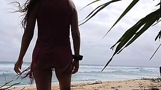 Public Beach Butt Plug Insertion by a Solo Female