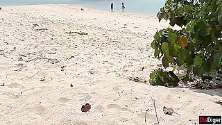 Public Pickup Stepmom And Stepdaughter On Beach - Risky Dick Flashing Cum On Face 27 Min