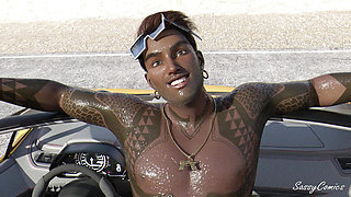 Ghetto Girl with Thick Thick Rides Top Don BBC In Yellow Lamborghini - SassyComics