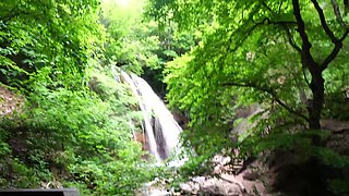 Dirty slut sucks in the waterfall - Amateur POV