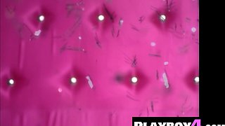 Big jugs babe posing in white lingerie