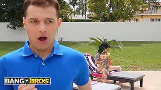 Bangbros - pool fellow johnny's horny desire comes true when sexy xwife karen asks him for a quick pound