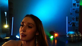 Amateur Babe in Glasses jerks cock for facial